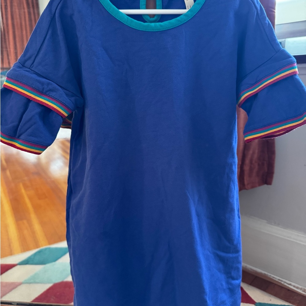 Matilda Jane Blue Short Dress with Rainbow Trim